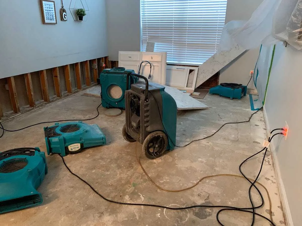 Dehumidifier in flood-cut room for Water Damage Restoration in Port Huron